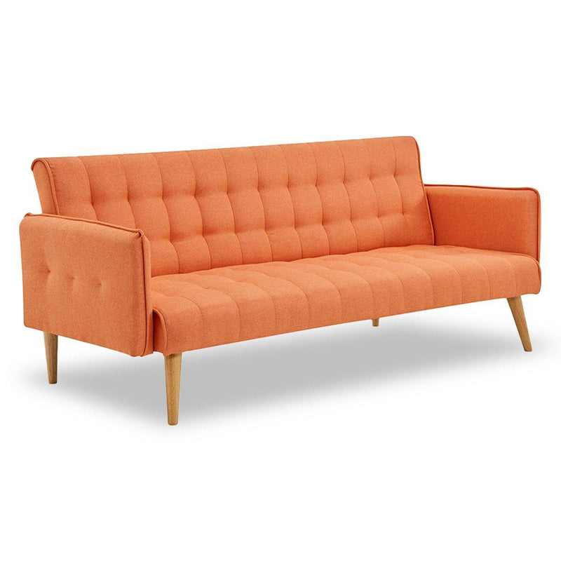 Sarantino 3 Seater Modular Linen Fabric Sofa Bed Couch Armrest Orange - John Cootes