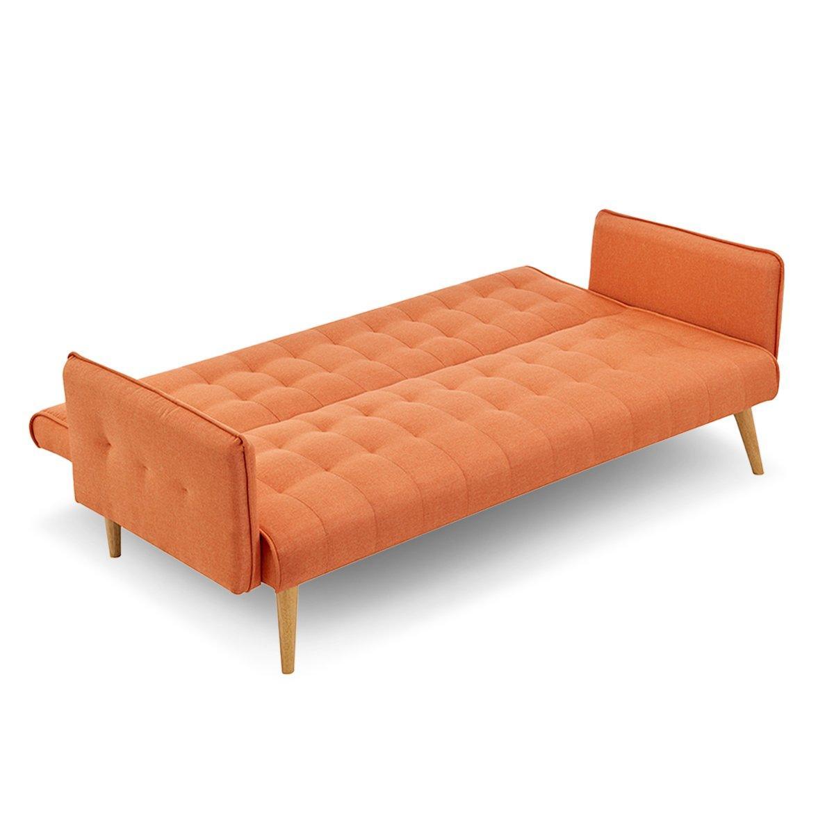 Sarantino 3 Seater Modular Linen Fabric Sofa Bed Couch Armrest Orange - John Cootes