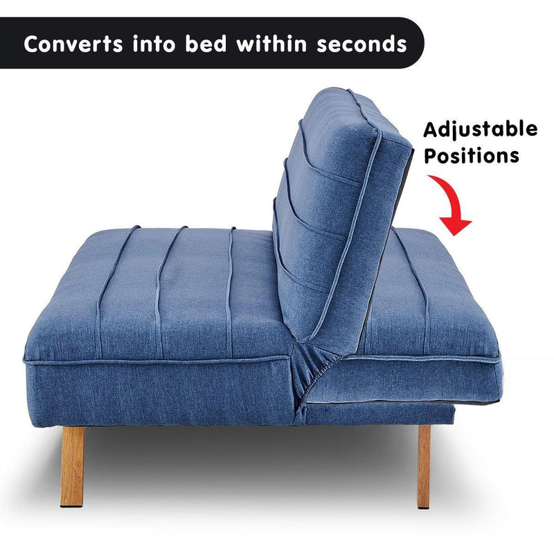 Sarantino 3 Seater Modular Linen Fabric Sofa Bed Couch - Dark Blue - John Cootes