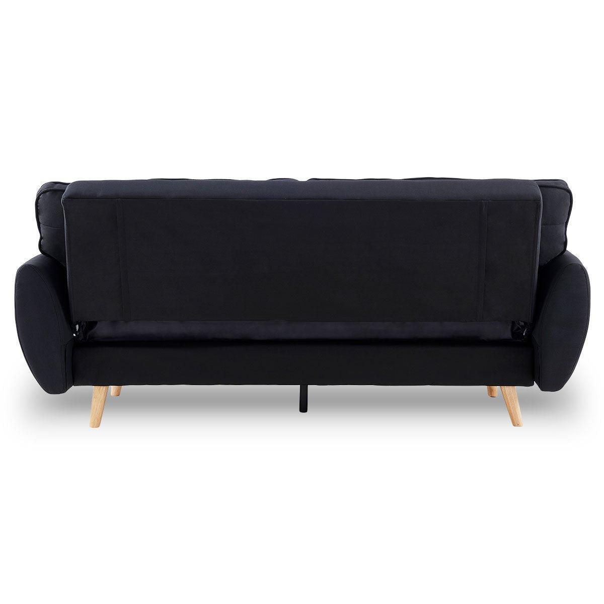 Sarantino 3 Seater Modular Linen Fabric Sofa Bed Couch Futon - Black - John Cootes