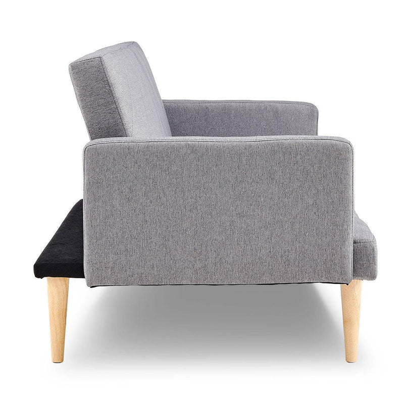 Sarantino 3 Seater Modular Linen Fabric Sofa Bed Couch Light Grey - John Cootes