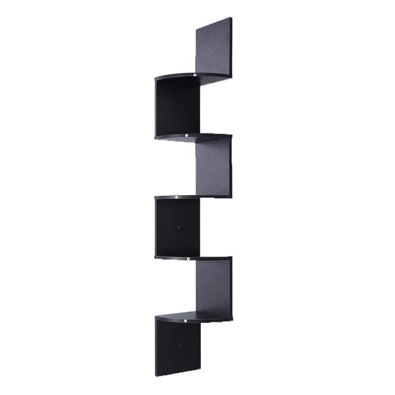 Sarantino 5-Tier Corner Wall Shelf Display Storage Shelves - Black - John Cootes