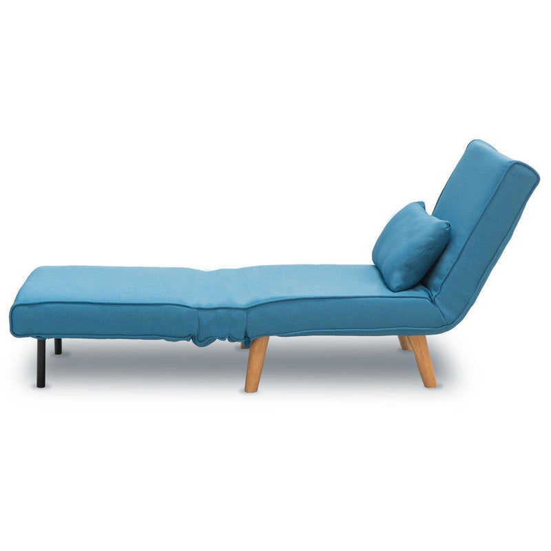 Sarantino Adjustable Corner Sofa 1 Seater Lounge Linen Bed Seat - Blue - John Cootes