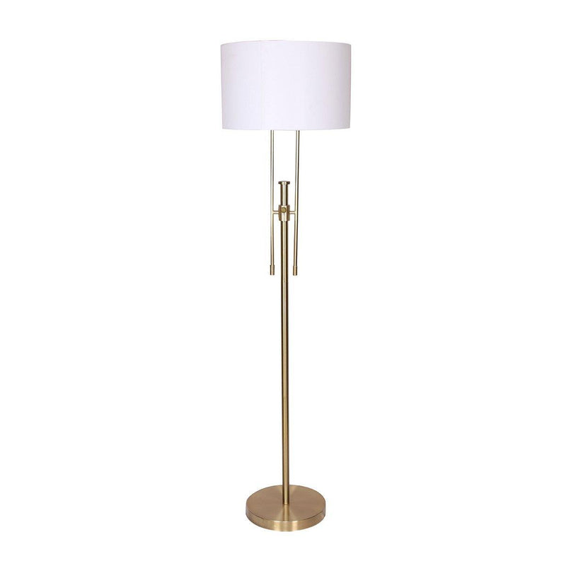 Sarantino Brushed Gold Height-Adjustable Metal Floor Lamp - John Cootes