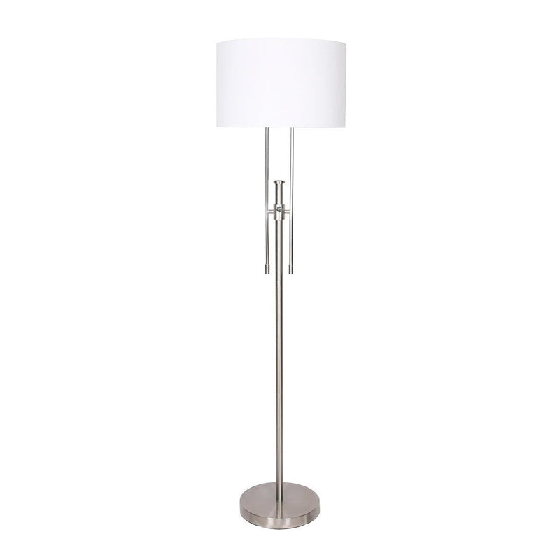 Sarantino Brushed Nickel Height-Adjustable Metal Floor Lamp - John Cootes