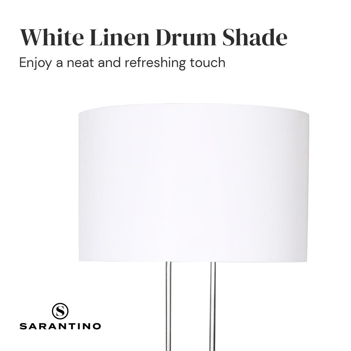Sarantino Brushed Nickel Height-Adjustable Metal Floor Lamp - John Cootes