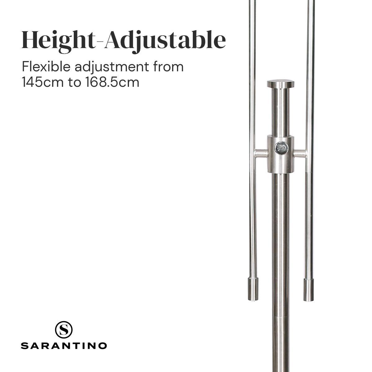 Sarantino Brushed Nickel Height-Adjustable Metal Floor Lamp - John Cootes