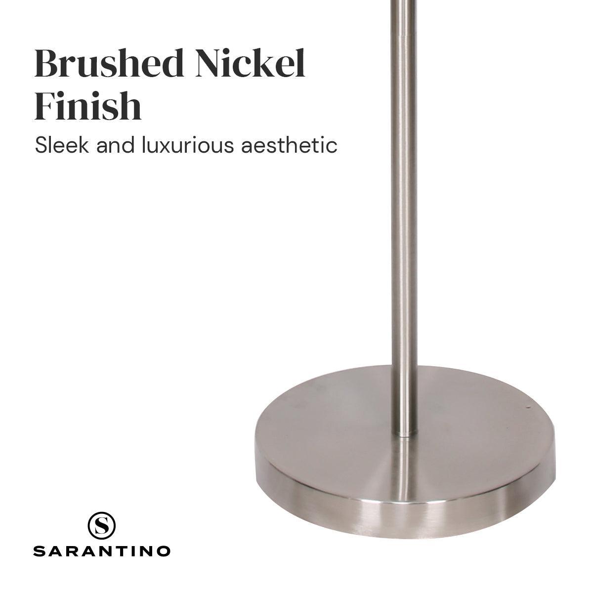 Sarantino Brushed Nickel Height-Adjustable Metal Floor Lamp - John Cootes