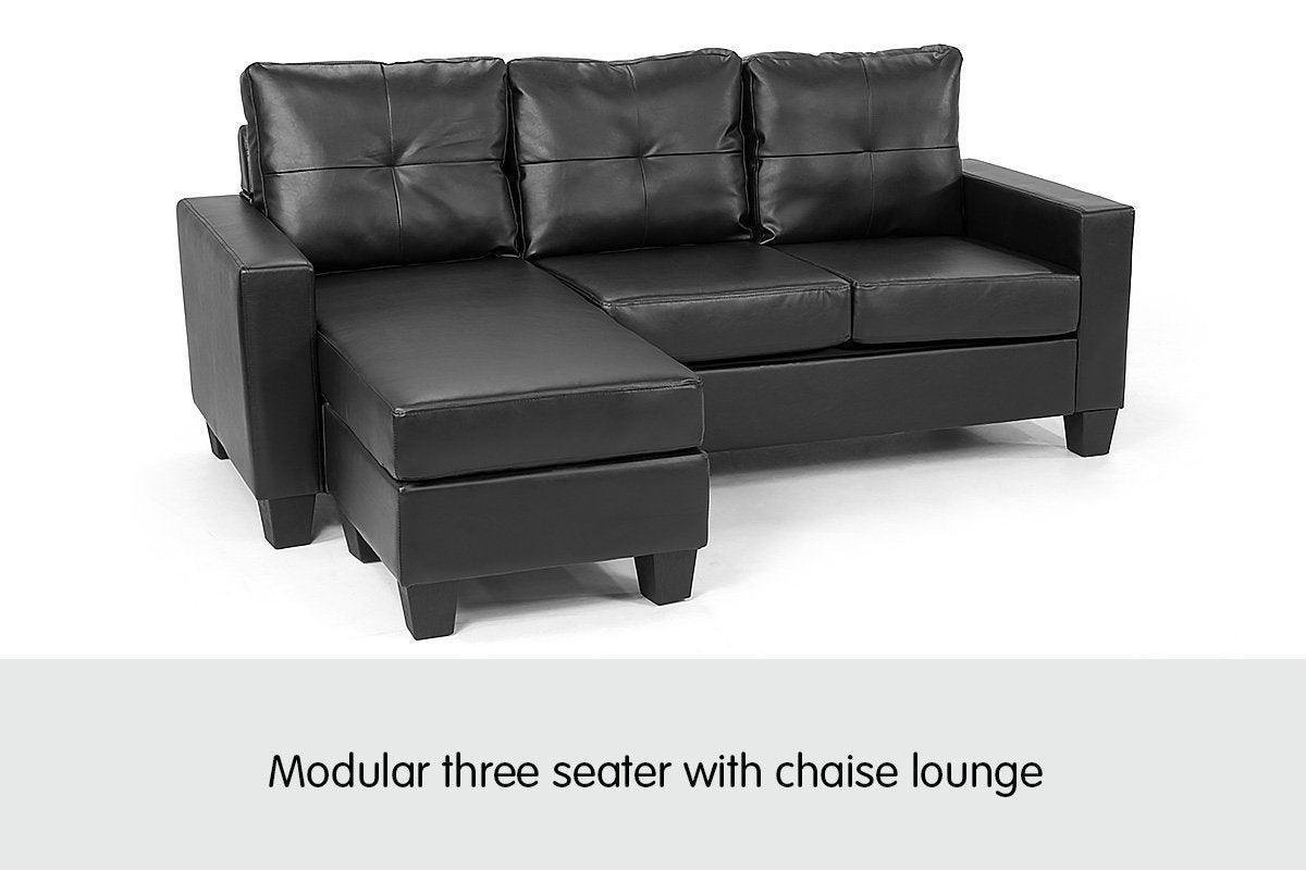 Sarantino Corner Sofa Lounge Couch with Chaise - Black - John Cootes