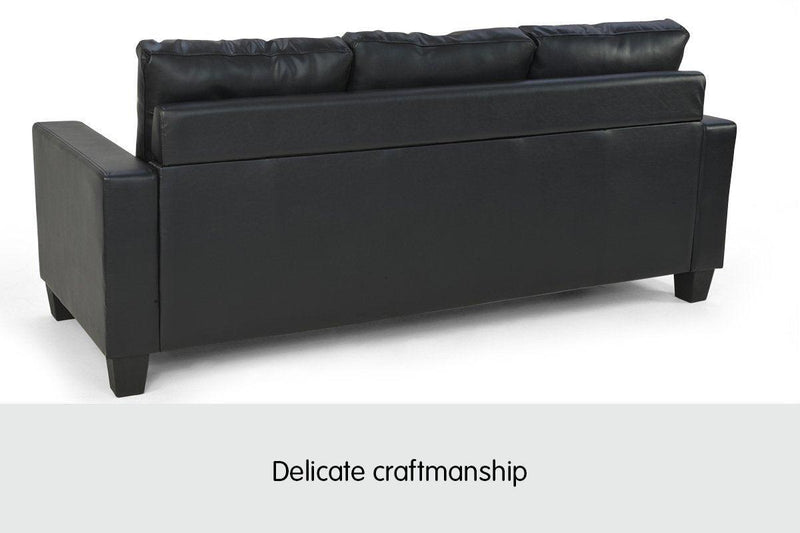 Sarantino Corner Sofa Lounge Couch with Chaise - Black - John Cootes
