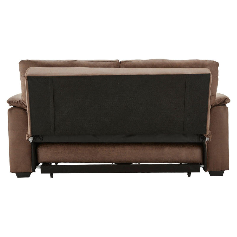 Sarantino Distressed Fabric Sofa Bed Couch Lounge - Brown - John Cootes