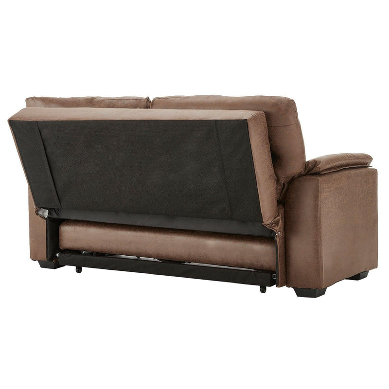 Sarantino Distressed Fabric Sofa Bed Couch Lounge - Brown - John Cootes