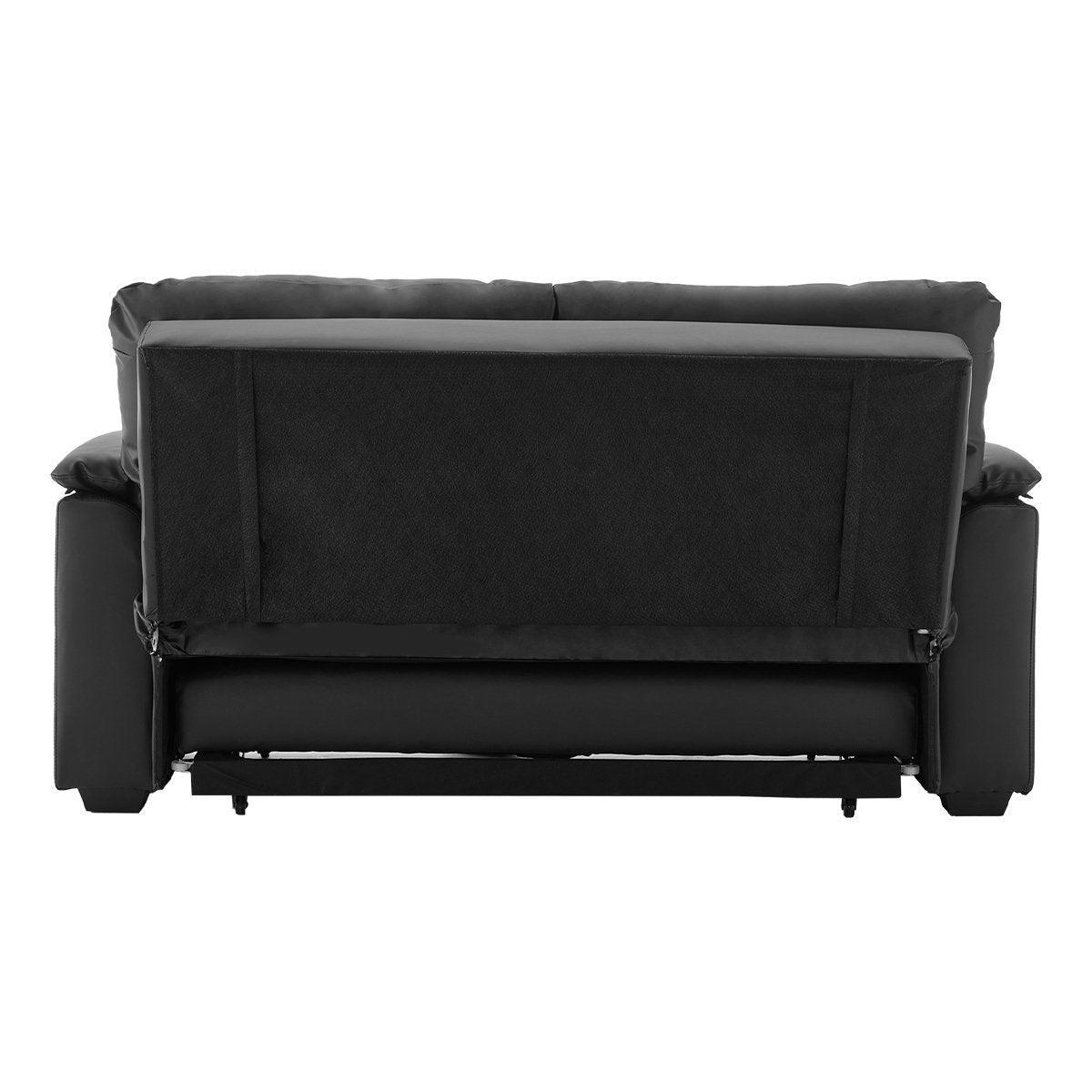 Sarantino Faux Leather Sofa Bed Couch Lounge - Black - John Cootes