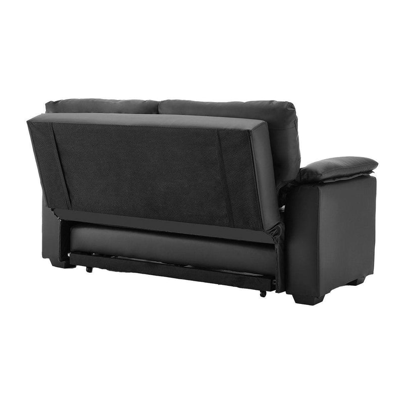 Sarantino Faux Leather Sofa Bed Couch Lounge - Black - John Cootes