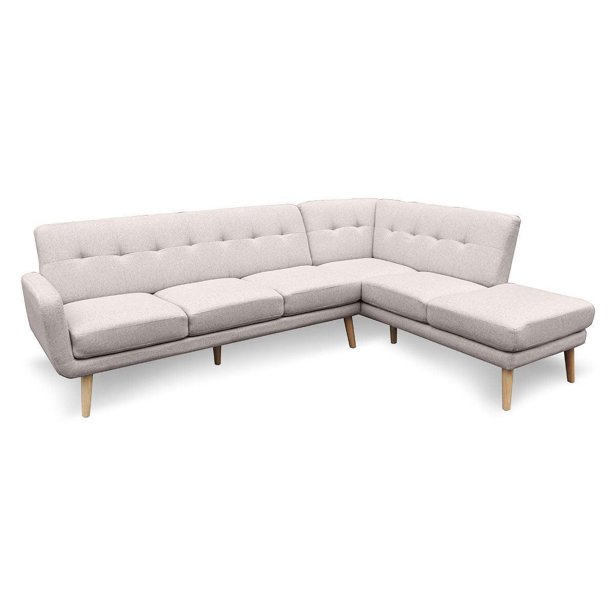 Sarantino Faux Linen Corner Sofa Lounge L-shaped Chaise Light Grey - John Cootes