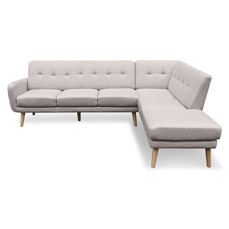 Sarantino Faux Linen Corner Sofa Lounge L-shaped Chaise Light Grey - John Cootes