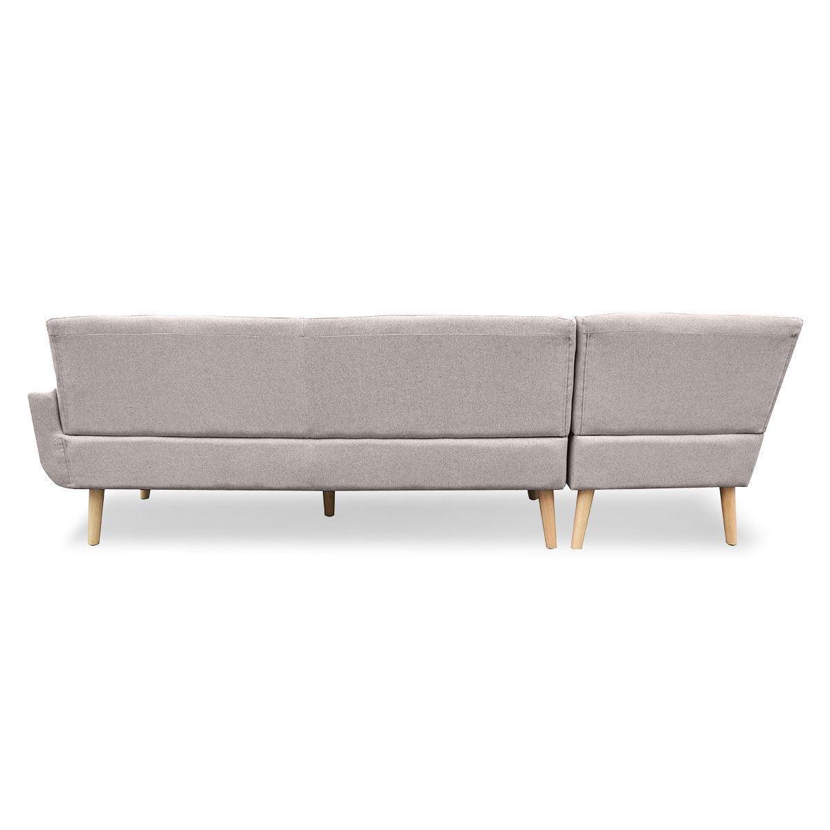 Sarantino Faux Linen Corner Sofa Lounge L-shaped Chaise Light Grey - John Cootes