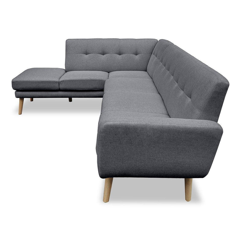 Sarantino Faux Linen Corner Sofa Lounge L-shaped with Chaise Dark Grey - John Cootes
