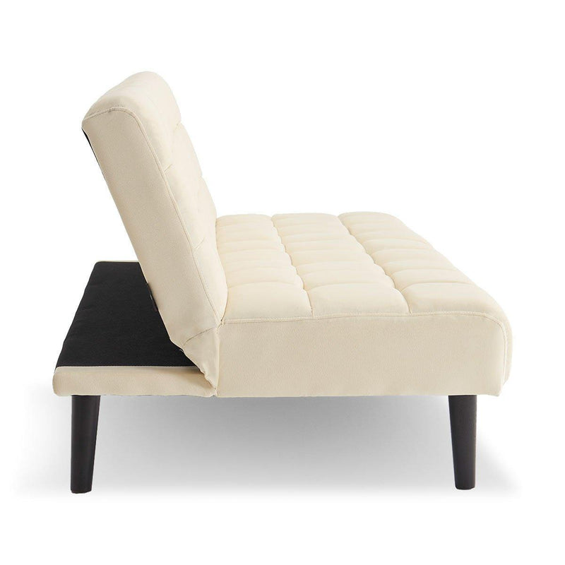 Sarantino Faux Suede Fabric Sofa Bed Furniture Lounge Seat Beige - John Cootes