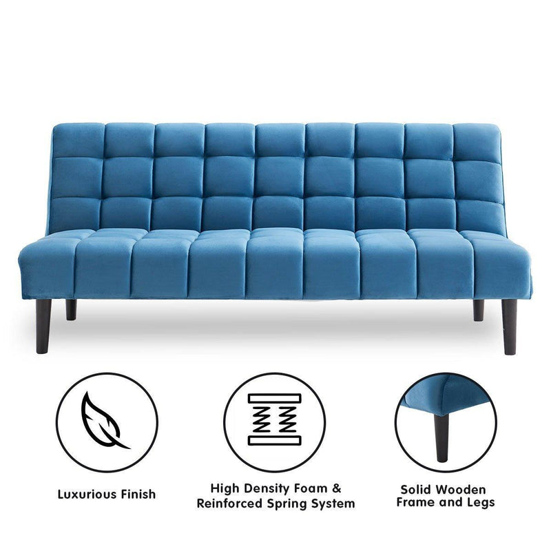Sarantino Faux Suede Fabric Sofa Bed Furniture Lounge Seat Blue - John Cootes