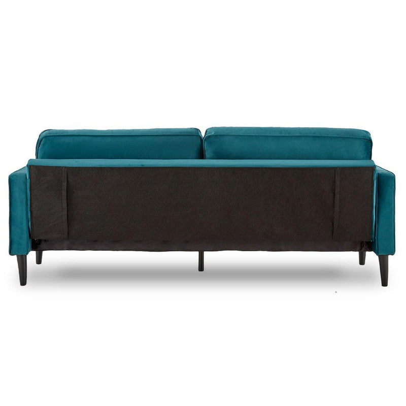 Sarantino Faux Velvet Sofa Bed Couch Furniture Lounge Suite Seat Blue - John Cootes