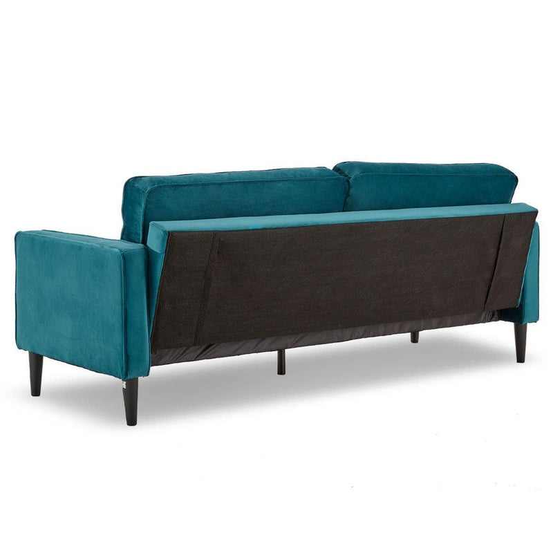 Sarantino Faux Velvet Sofa Bed Couch Furniture Lounge Suite Seat Blue - John Cootes