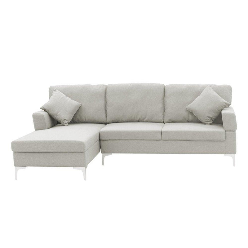 Sarantino Linen Corner Sofa Couch Lounge with Chaise Seat Light Grey - John Cootes