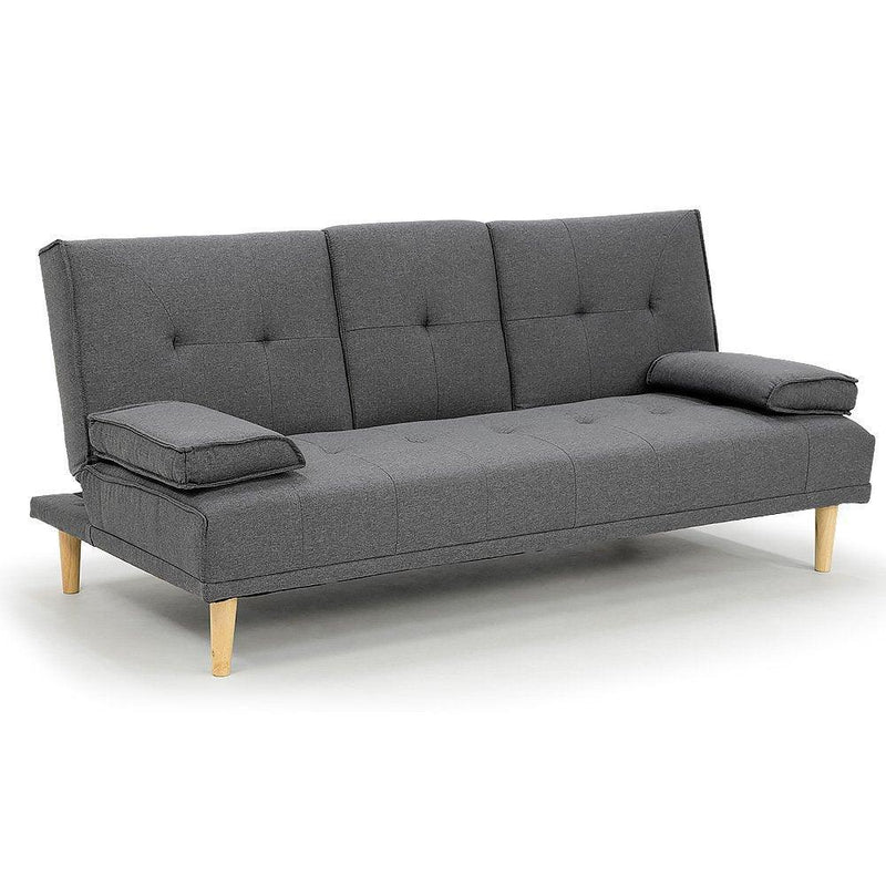 Sarantino Linen Fabric Sofa Bed Lounge Couch Futon - Dark Grey - John Cootes