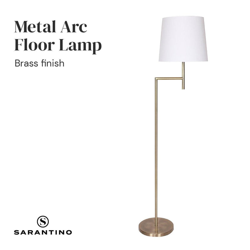 Sarantino Metal Floor Lamp - Antique Brass - John Cootes