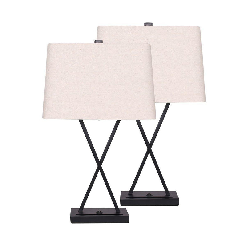 Sarantino Metal Table Lamp Rectangular Shade X Stand - John Cootes