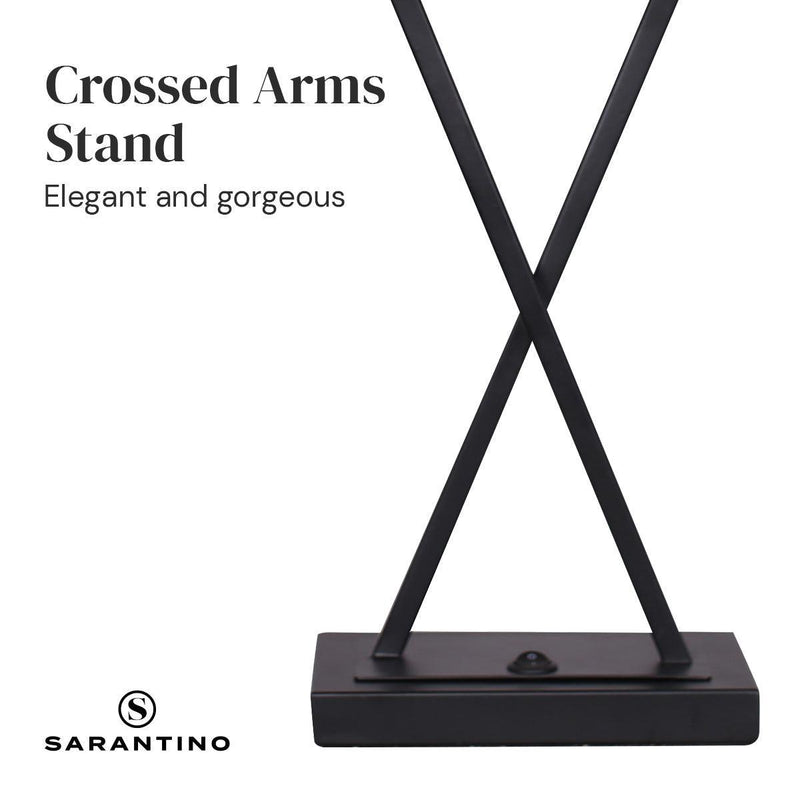 Sarantino Metal Table Lamp Rectangular Shade X Stand - John Cootes