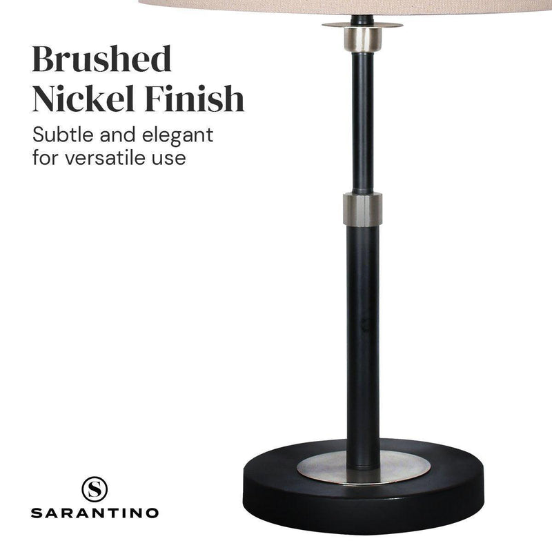 Sarantino Metal Table Lamp with Linen Drum Shade - John Cootes