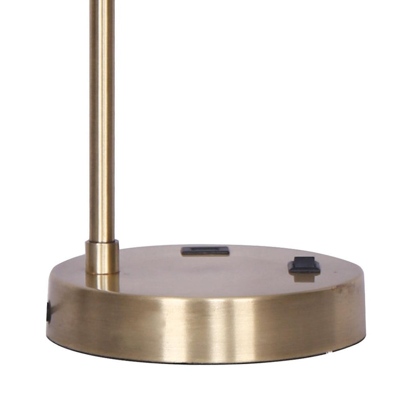 Sarantino Metal Task Lamp with USB Charging Port Antique Brass Finish - John Cootes