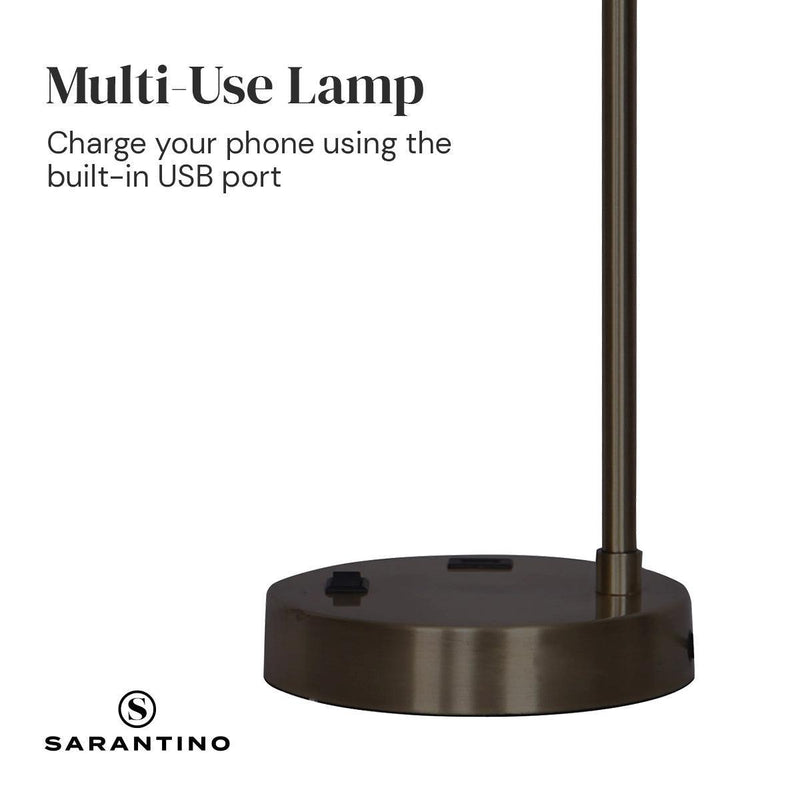 Sarantino Metal Task Lamp with USB Port - Bronze - John Cootes