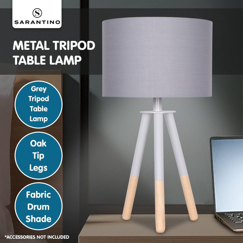 Sarantino Tripod Desk Lamp in Metal & Wood Nordic Minimalist Light - John Cootes