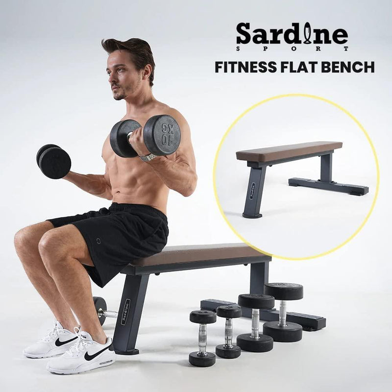 Sardine Sport FB68 Heavy Duty Flat Bench, 450kg Weight Capacity for Home Gym Exercise, Weight Lifting&Abdominal Training - John Cootes