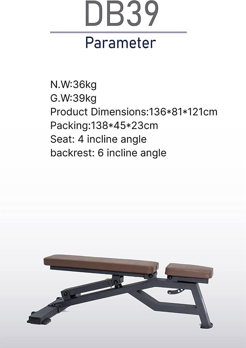 Sardine Sport Heavy Duty Bench Foldable Adjustable Commercial Grade Capacity 450kg(Brown) - John Cootes