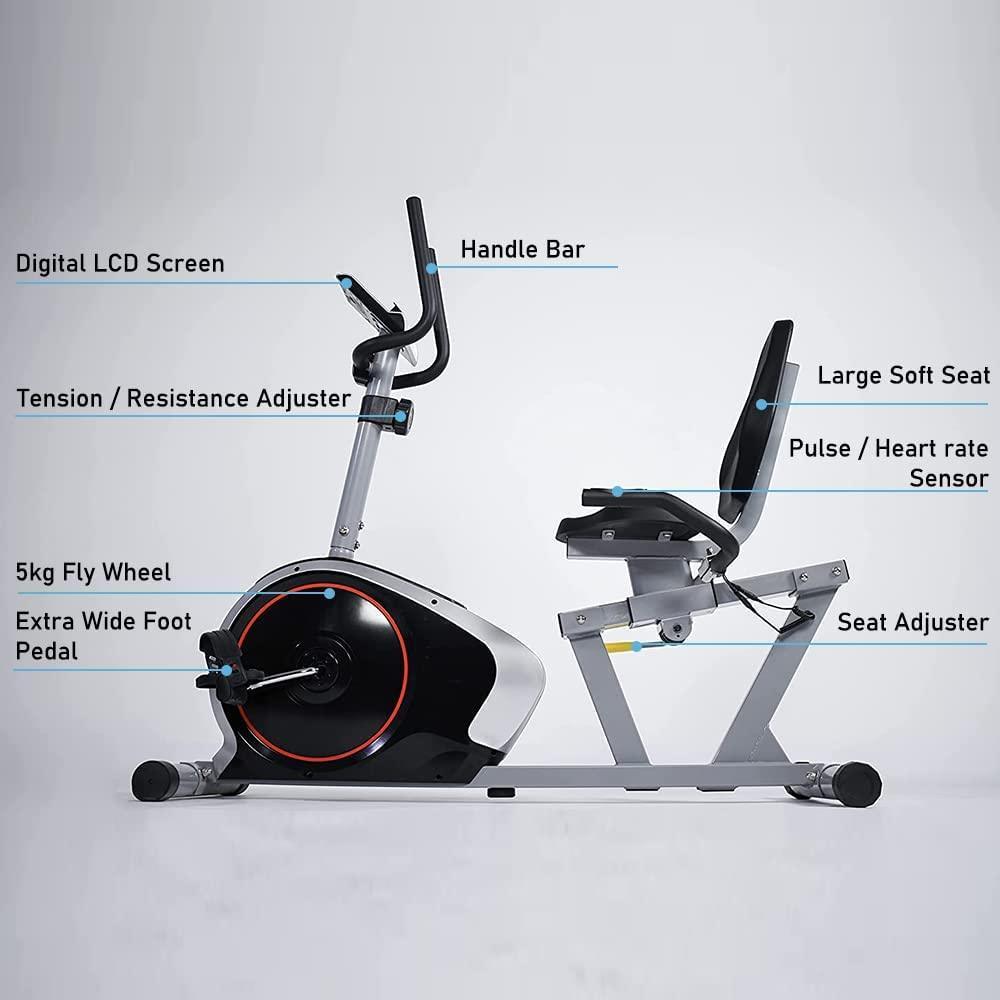 Sardine Sport K16 Recumbent Exercise Bike, Adjustable Magnetic Resistance - John Cootes