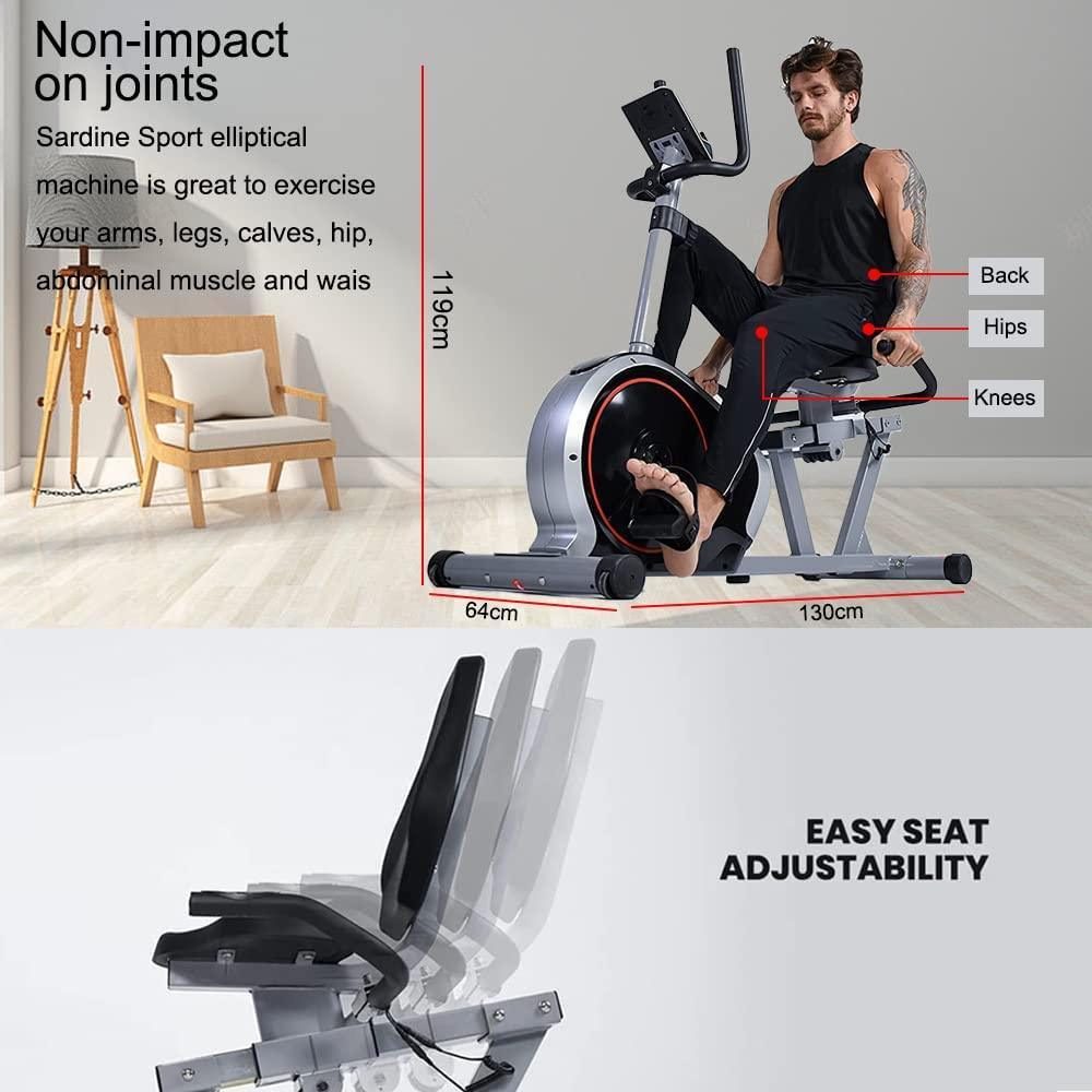 Sardine Sport K16 Recumbent Exercise Bike, Adjustable Magnetic Resistance - John Cootes