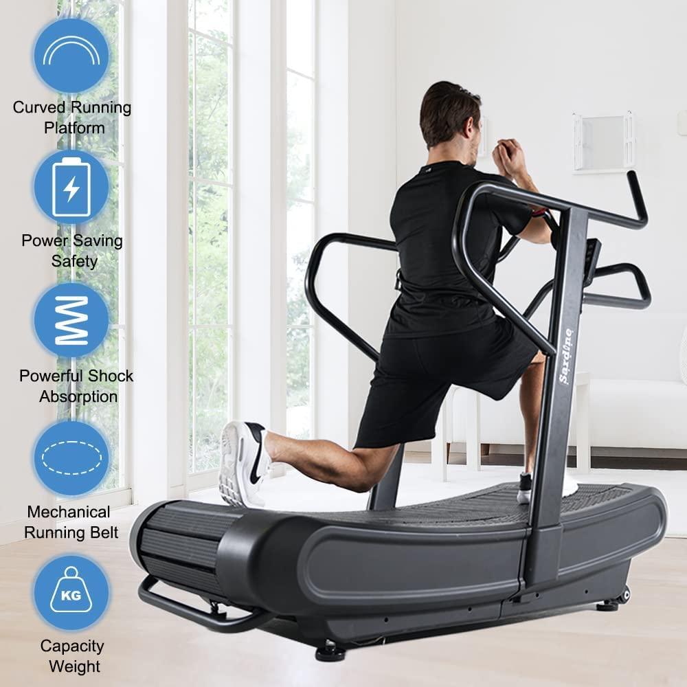 Sardine Sport T63 Manual Curved Treadmill, 2-in-1 Walking & Running Exercise Machine, Max Weight 150kg - John Cootes