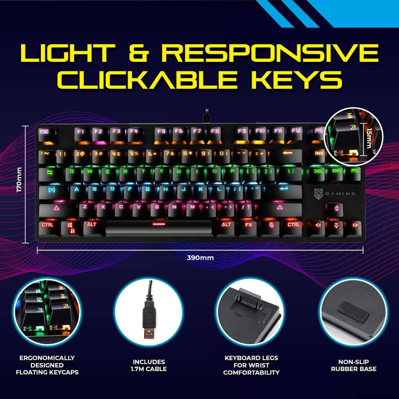 SAS Gaming SG550 RGB Mechanical Keyboard TKL Wired LED Backlit Blue Switch - John Cootes