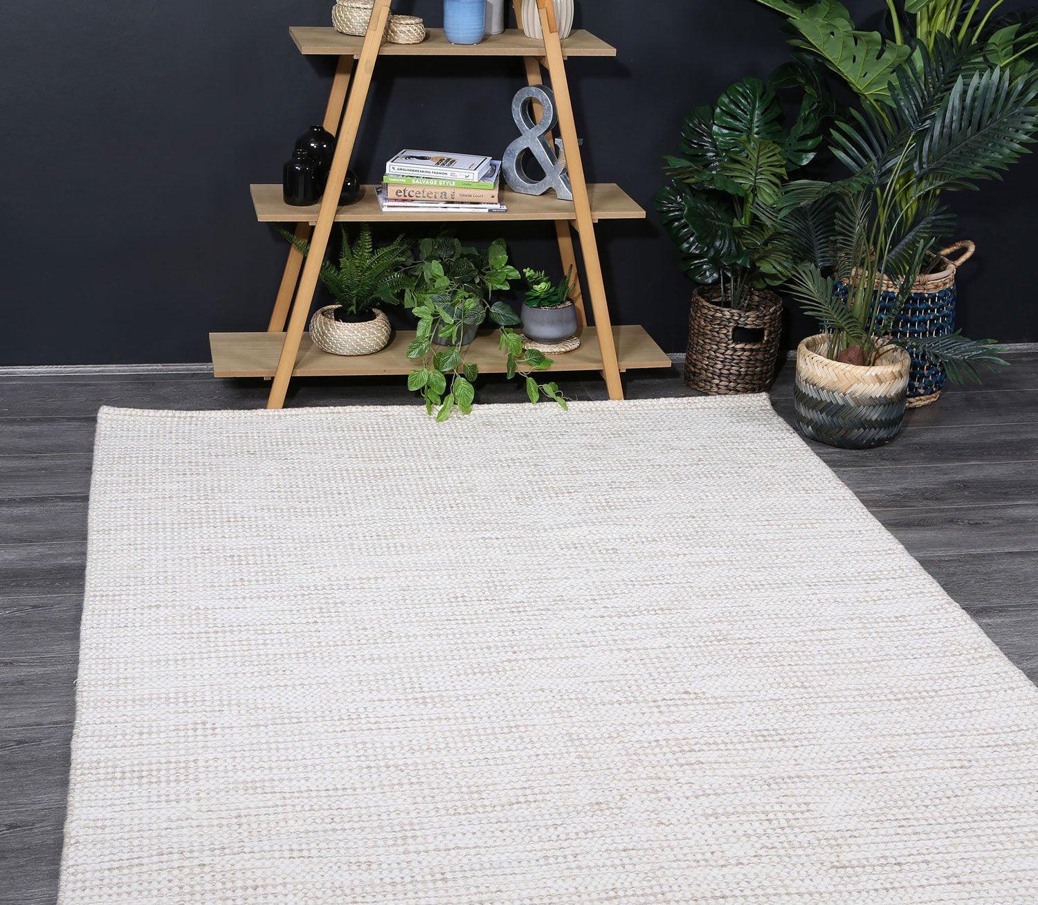 Scandi Beige Brown Reversible Wool Rug 80x300 cm - John Cootes