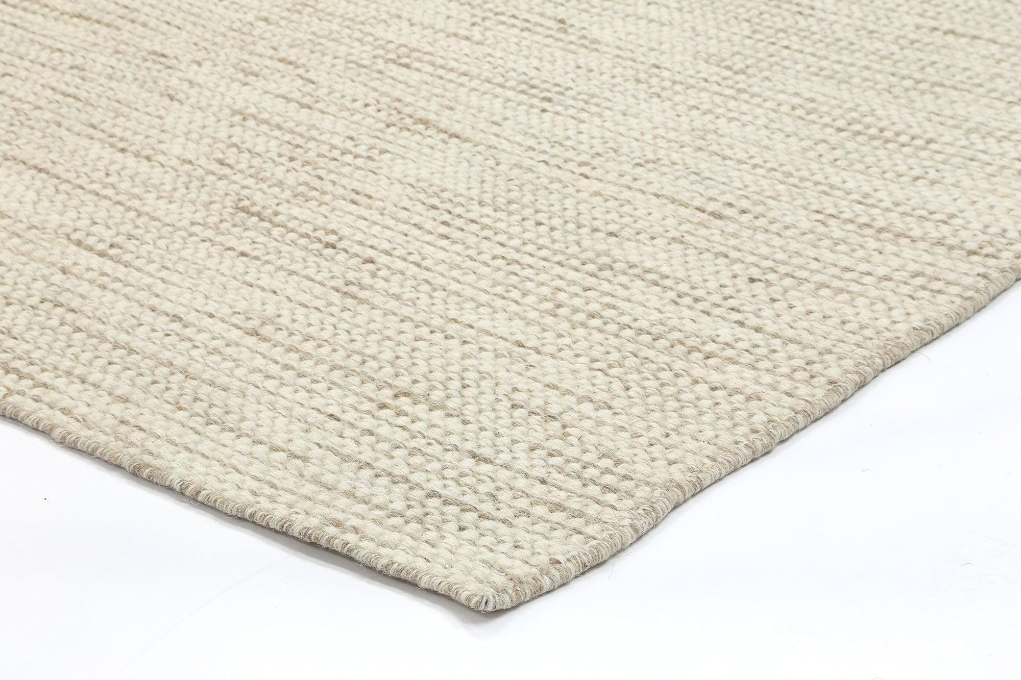 Scandi Beige Brown Reversible Wool Rug 80x300 cm - John Cootes