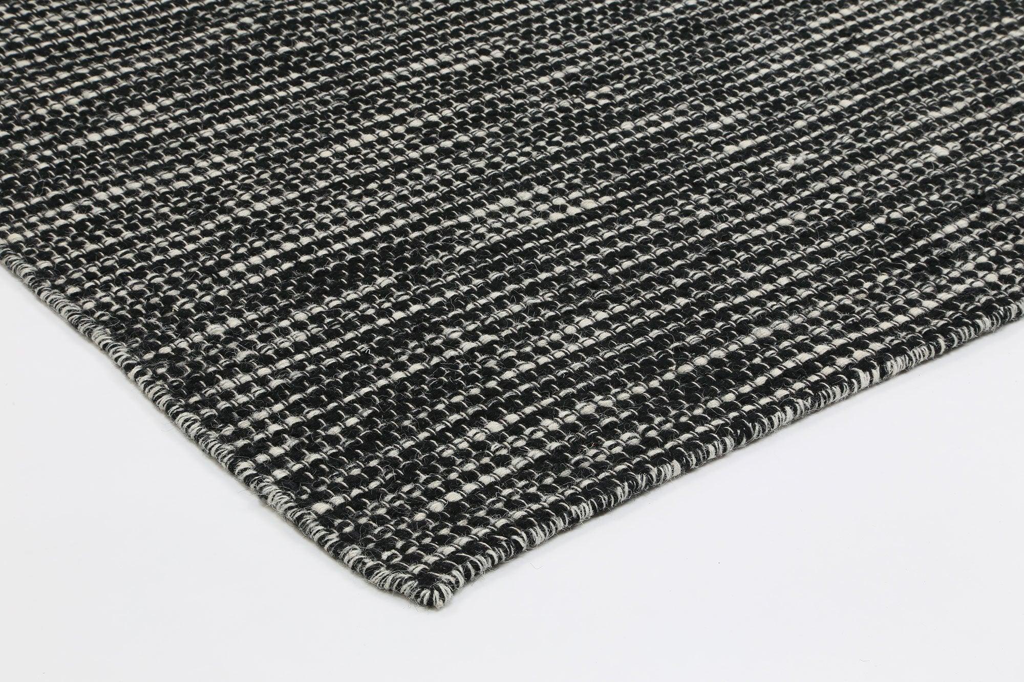 Scandi Black White Reversible Wool Rug 160x230 cm - John Cootes