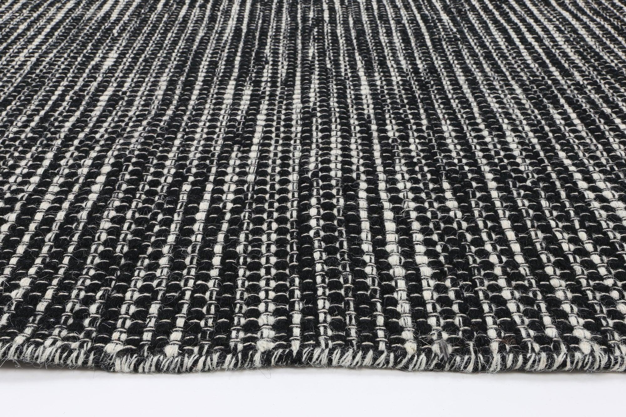 Scandi Black White Reversible Wool Rug 300x400 cm - John Cootes