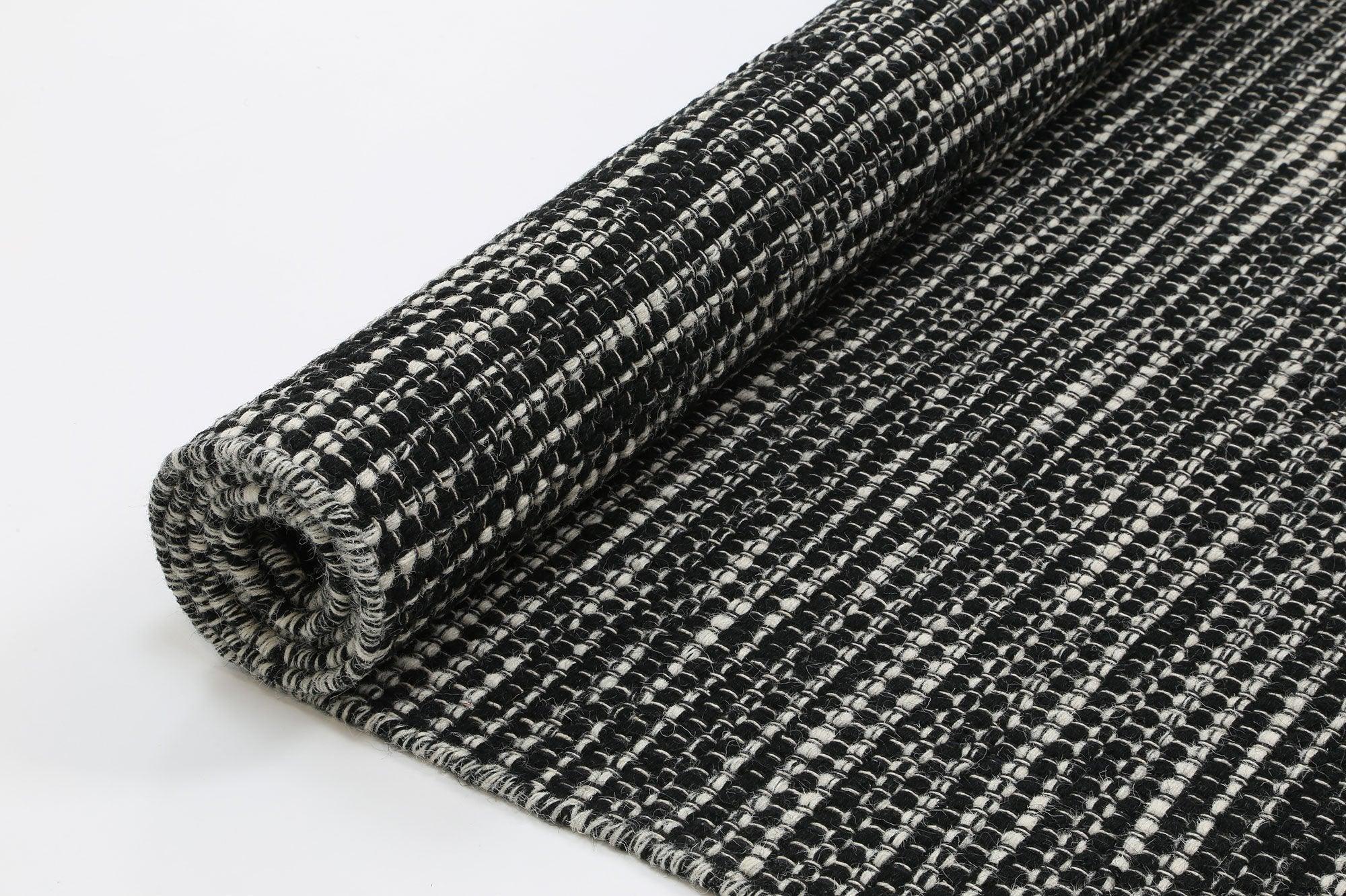 Scandi Black White Reversible Wool Rug 300x400 cm - John Cootes