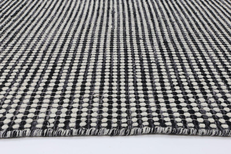 Scandi Charcoal Grey Reversible Wool Rug 240x330 cm - John Cootes