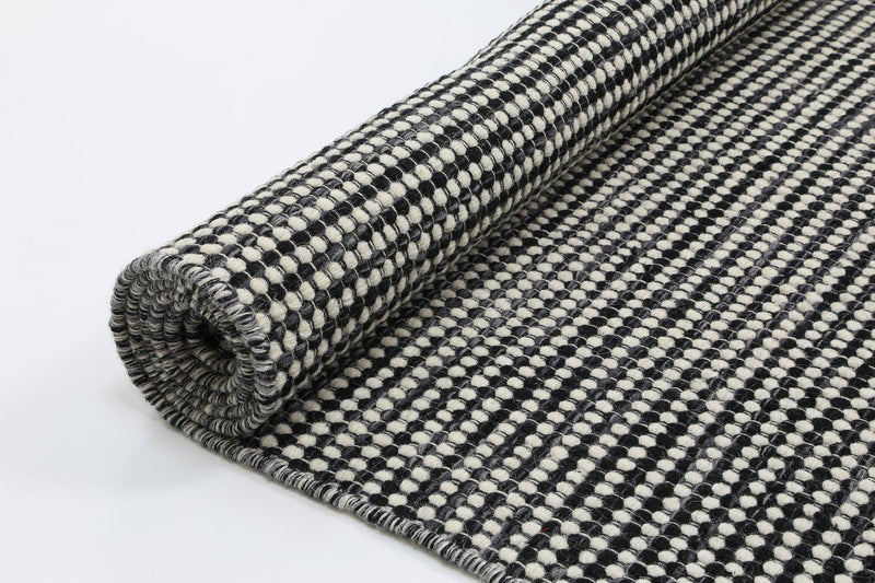 Scandi Charcoal Grey Reversible Wool Rug 240x330 cm - John Cootes