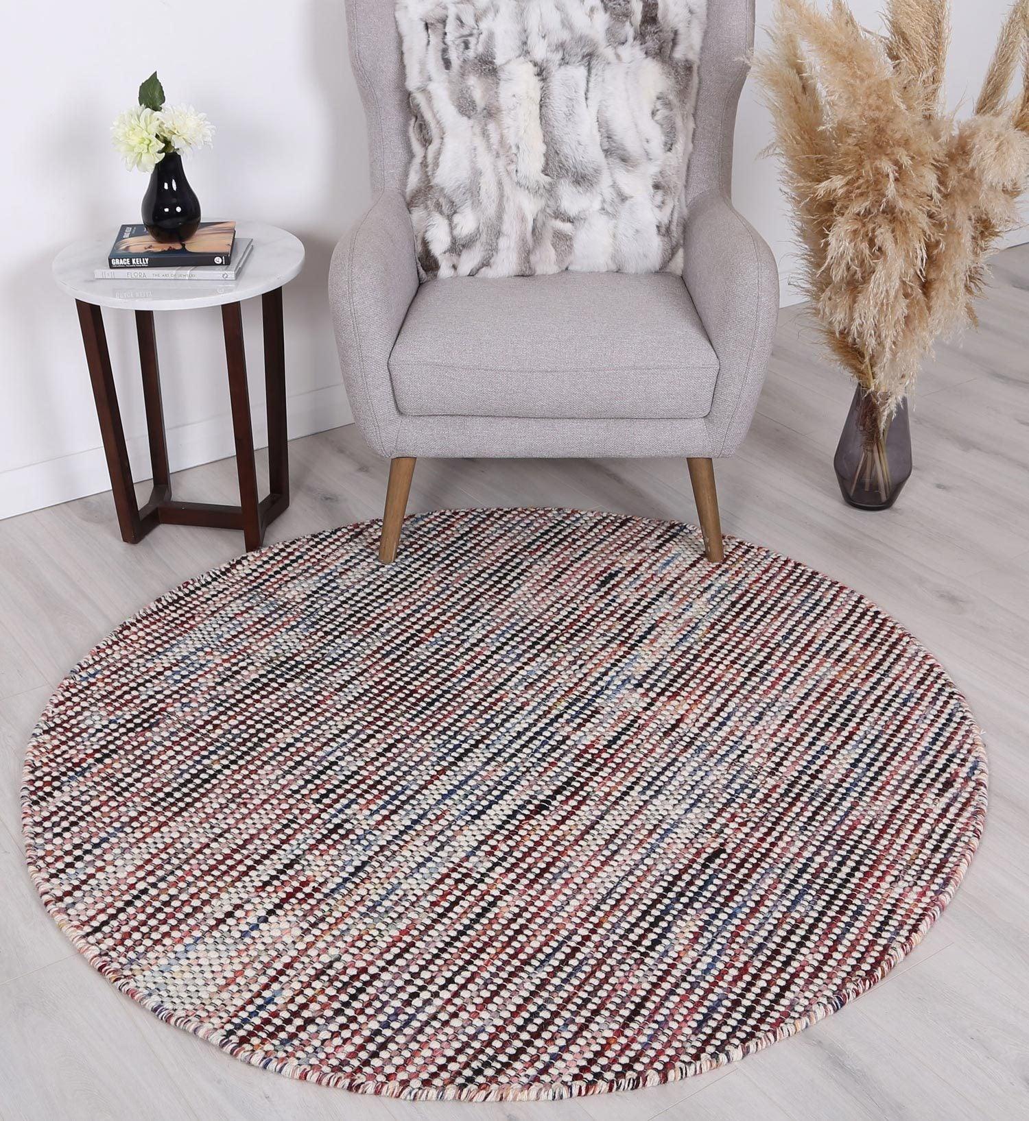 Scandi Multi Reversible Wool Round Rug 200x200 cm Round - John Cootes