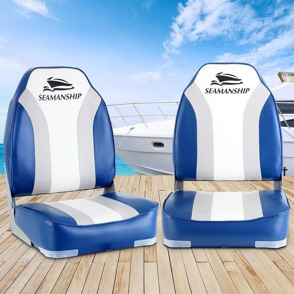 Seamanship 2X Folding Boat Seats Seat Marine Seating Set All Weather Swivels - John Cootes